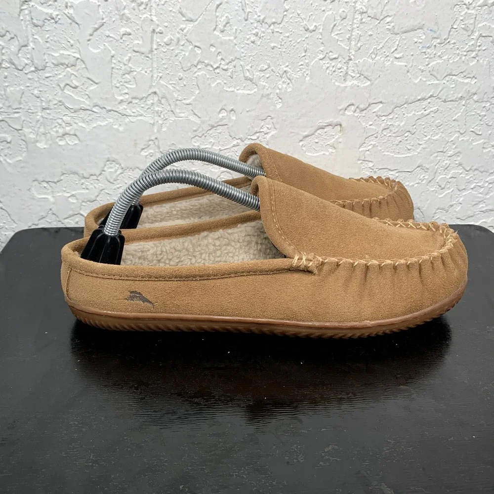 Tommy Bahama Slip On Mens Size 9 Tan Brown Faux Fur Comfort Shoes‎ TB6102S